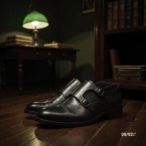 Alfani Mens Ian Double Monk Strap Black Loafers 9.5M #43562